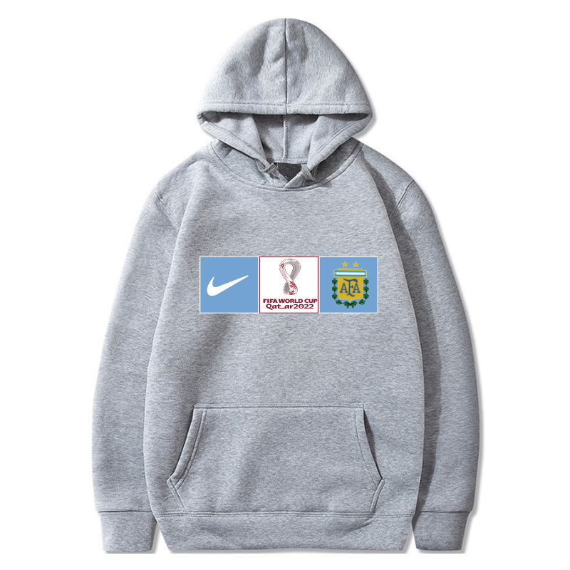 Men's Argentina World Cup Soccer Hoodie Grey Men's Argentina World Cup Soccer Hoodie Grey